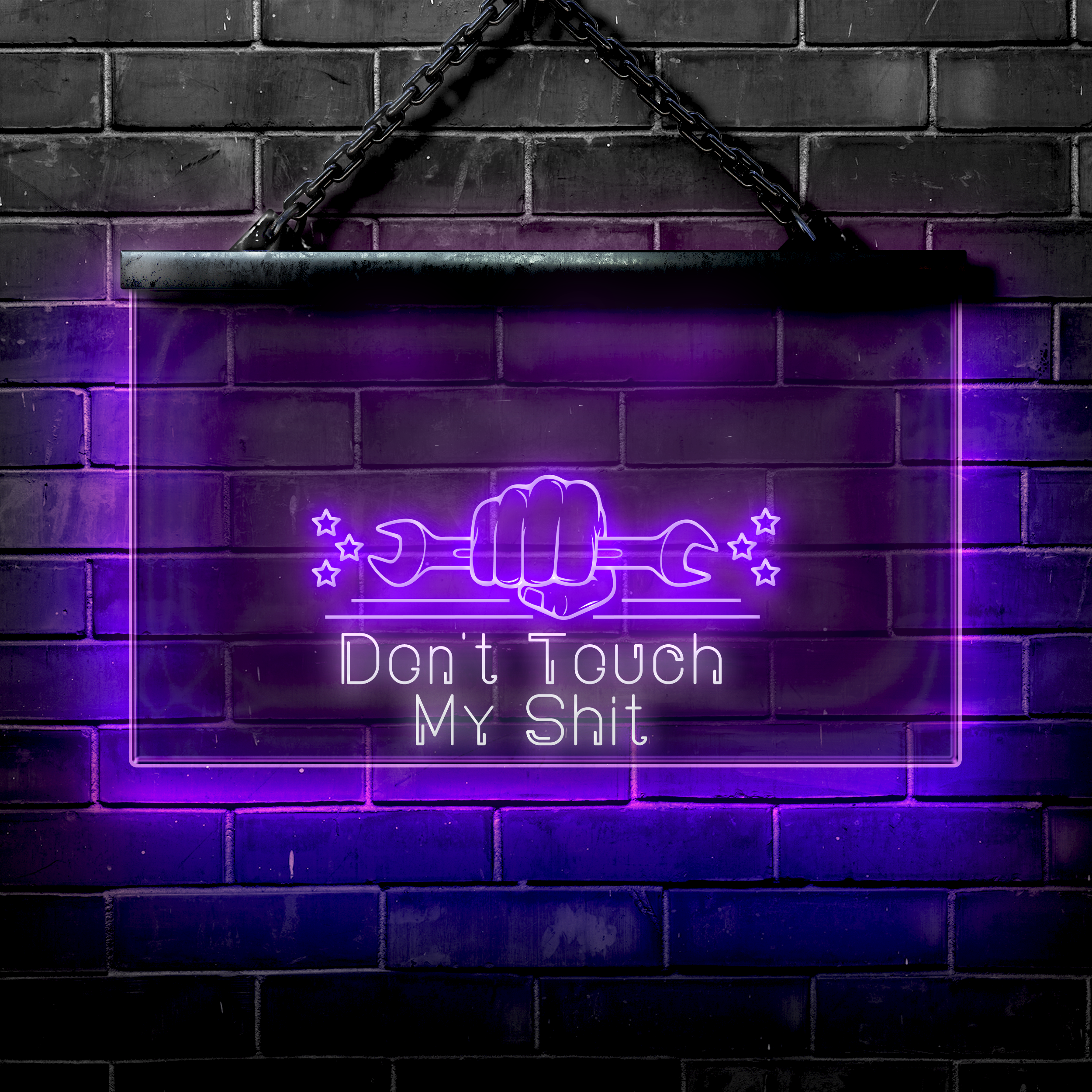 Personalized LED Garage Sign: Don't Touch My Shit - NeonFerry