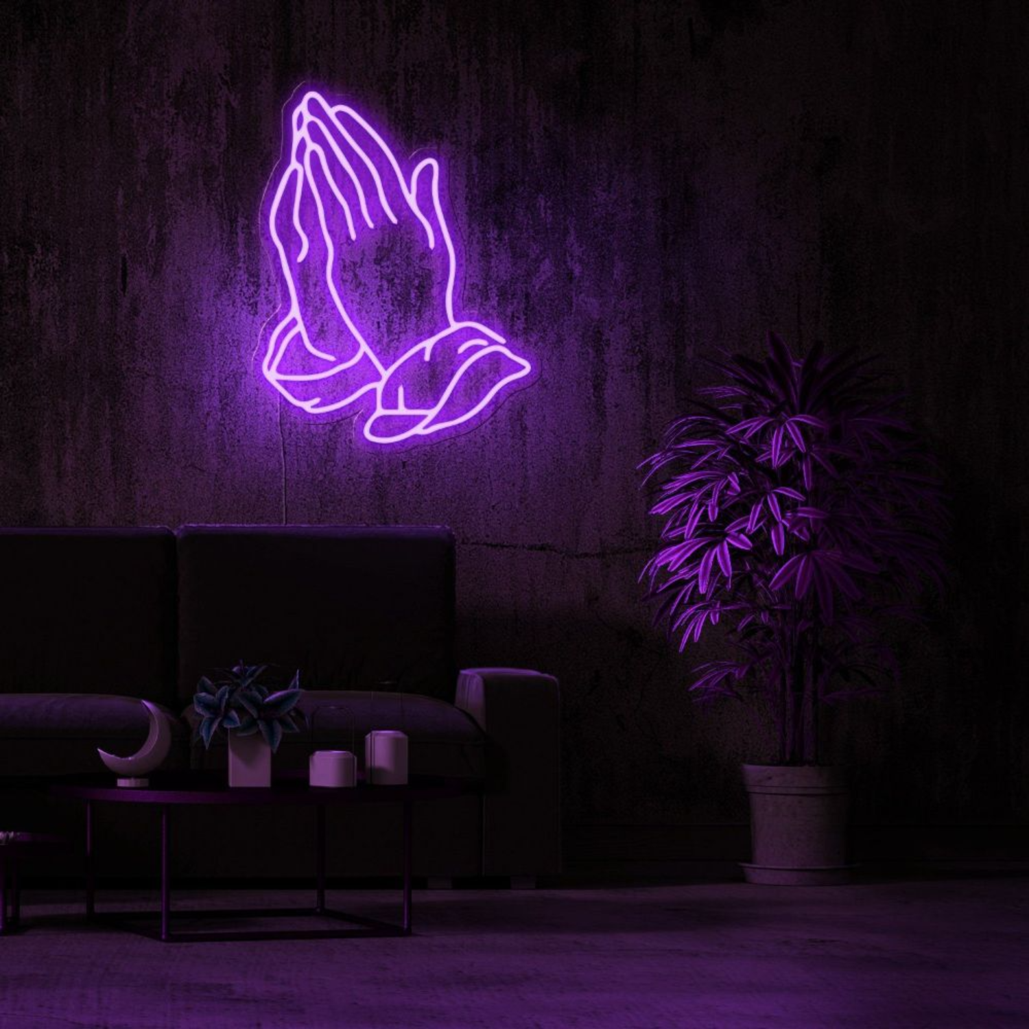 Praying Hands Neon Sign