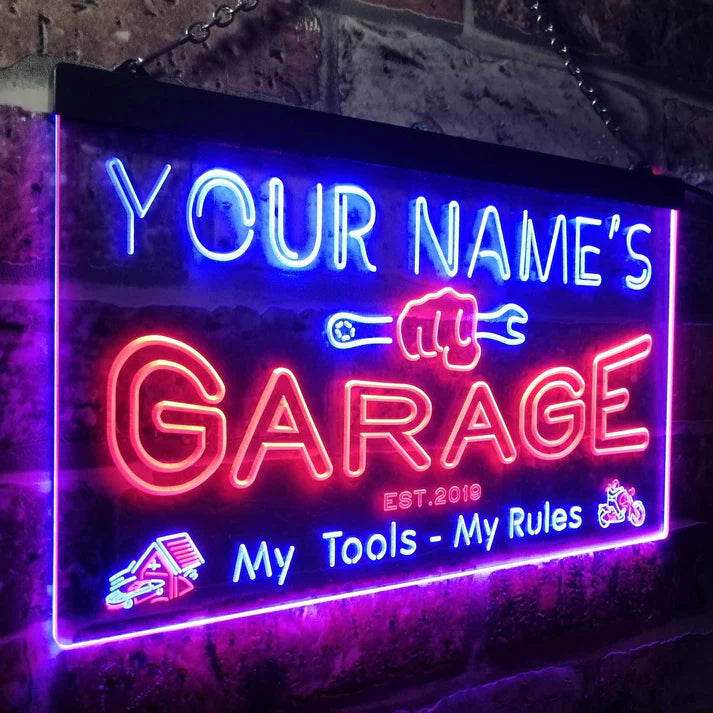 Personalized Garage Two Colors Home LED Signs (Three Sizes)