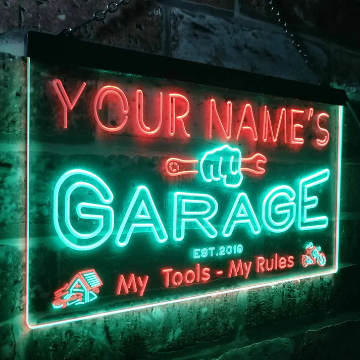 Personalized Garage Two Colors Home LED Signs (Three Sizes) - NeonFerry