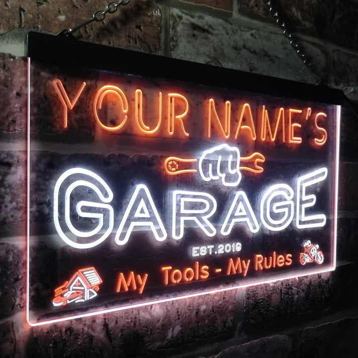 Personalized Garage Two Colors Home LED Signs (Three Sizes)