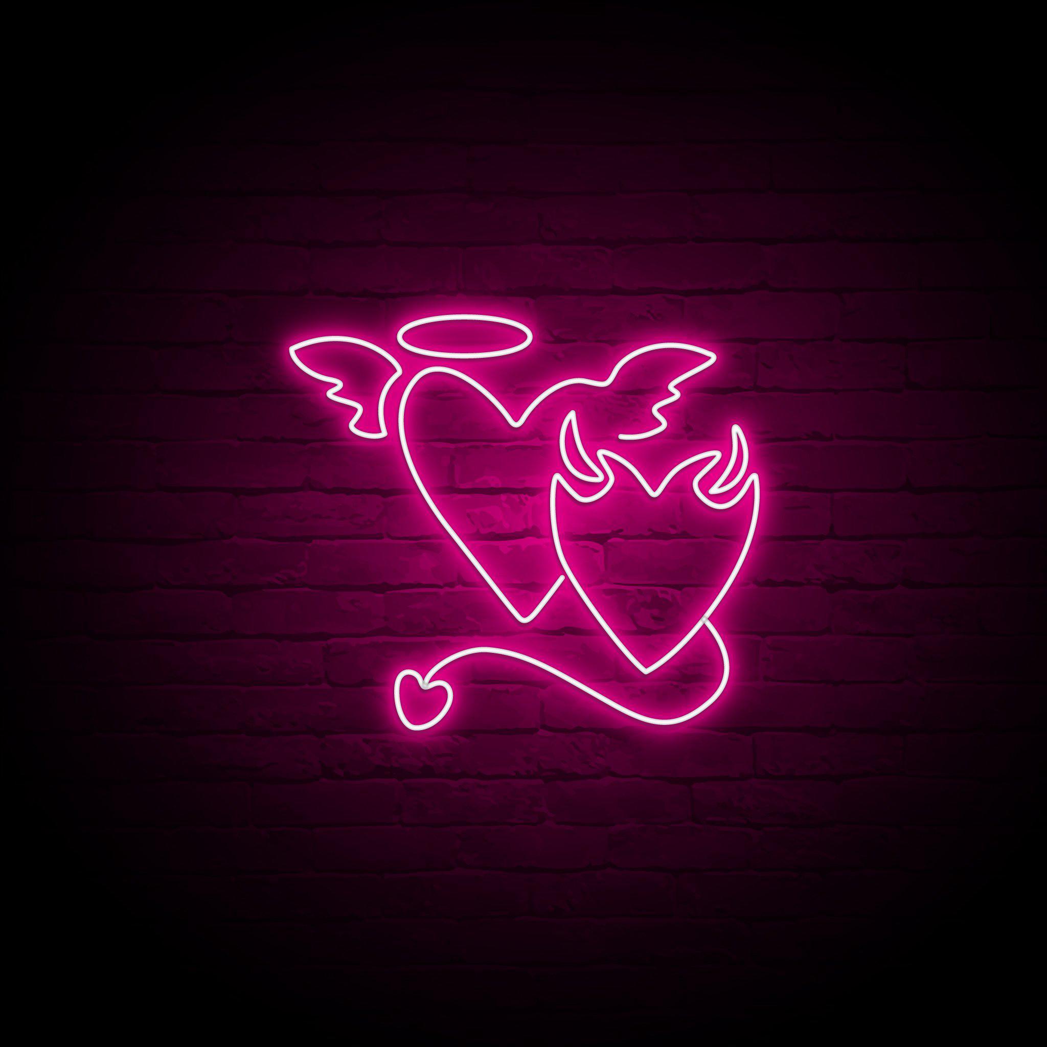 'DEVIL & ANGEL HEARTS' NEON SIGN - NeonFerry