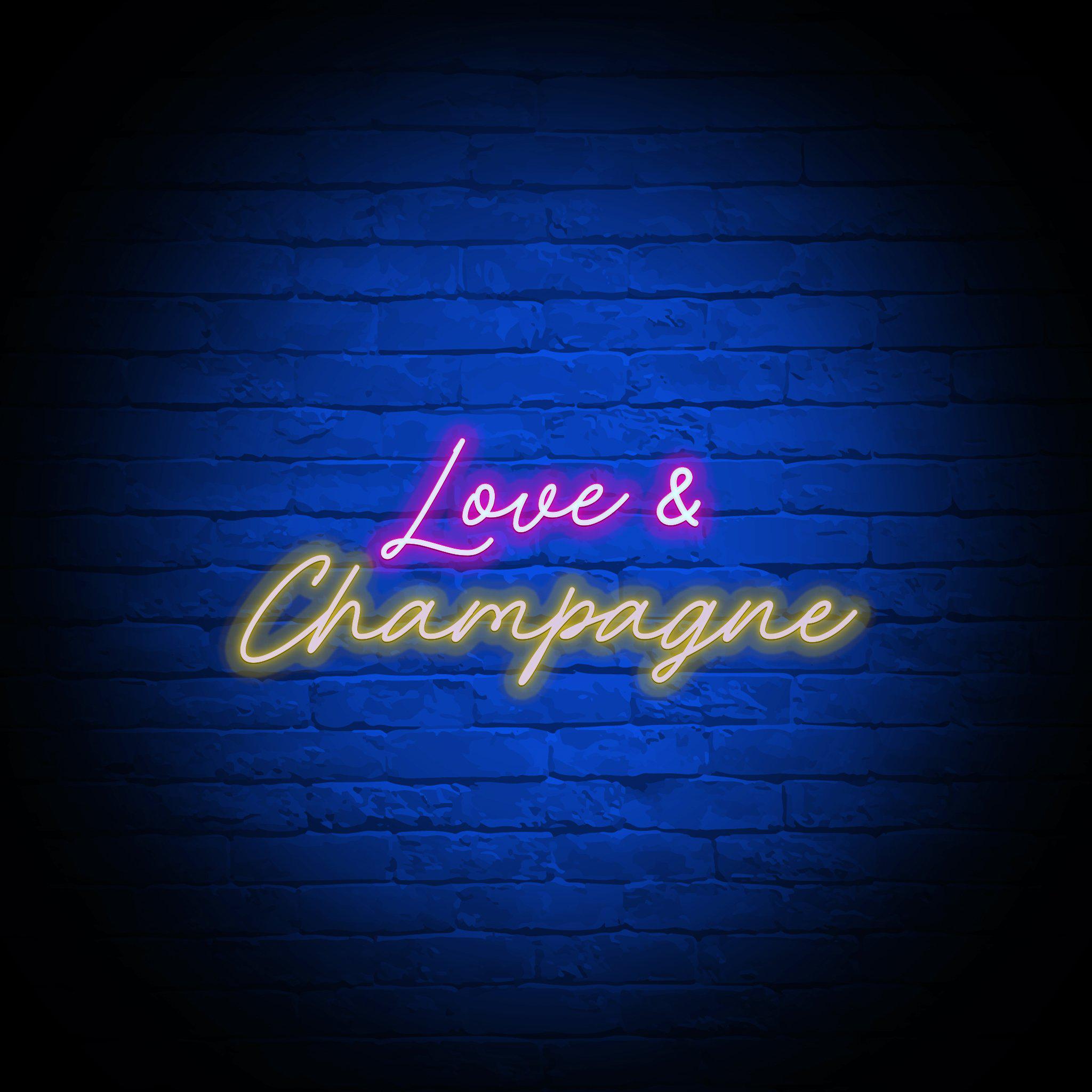 'LOVE & CHAMPAGNE MULTI' NEON SIGN - NeonFerry