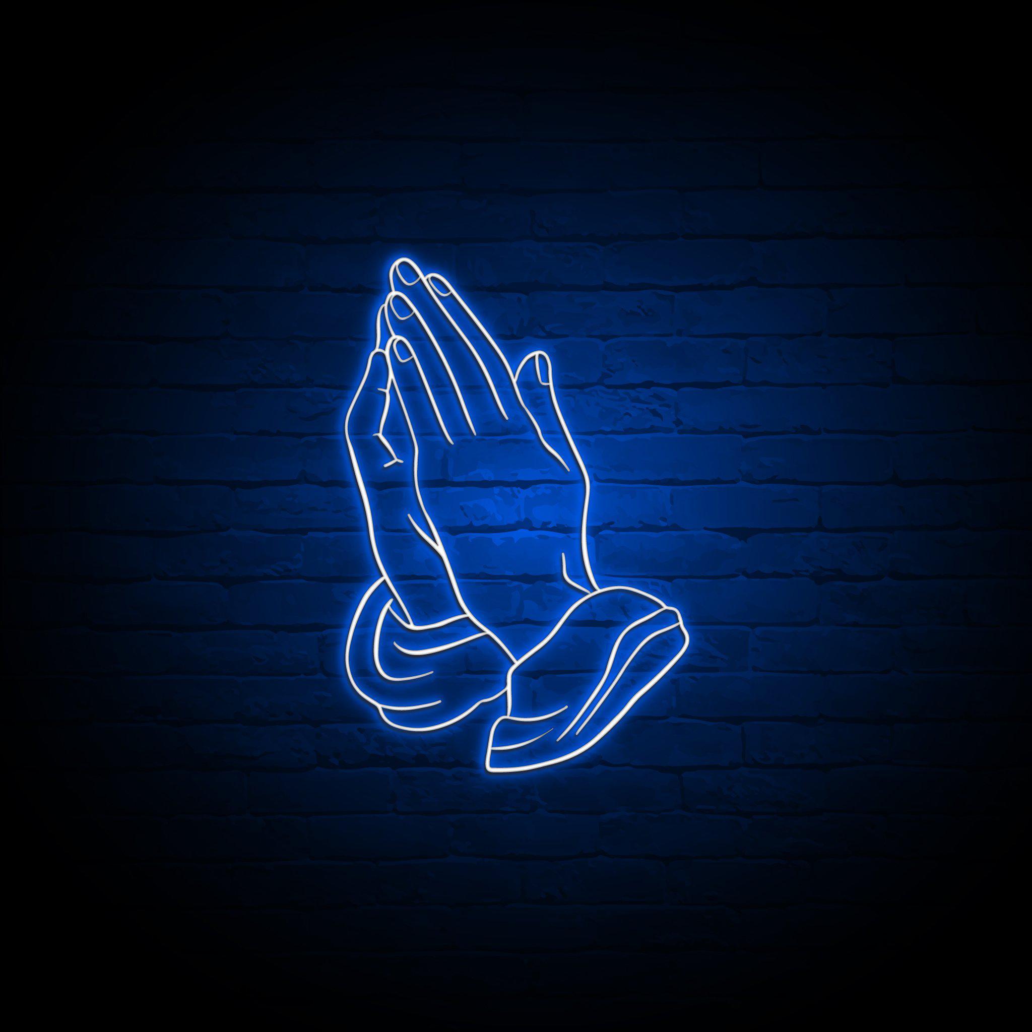 'PRAYING HANDS' NEON SIGN