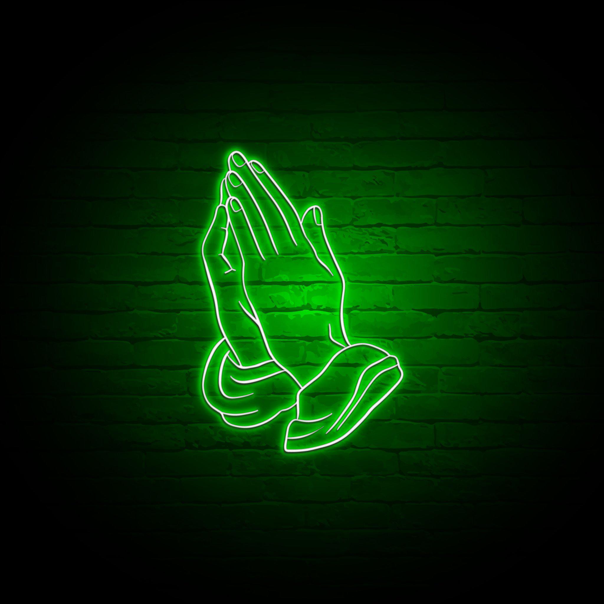 'PRAYING HANDS' NEON SIGN